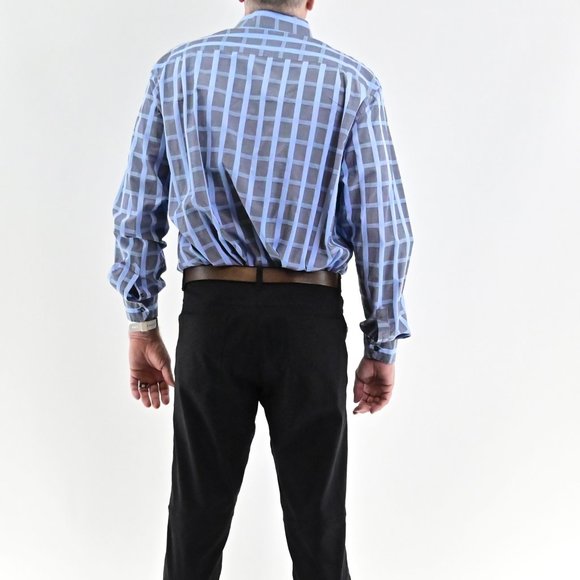 TASSO ELBA Men's Cotton Plaid Collared Shirt #BK12 - Picture 4 of 8